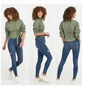 Spanx Women’s Distressed Ankle Skinny Jeans Size XL Medium Wash